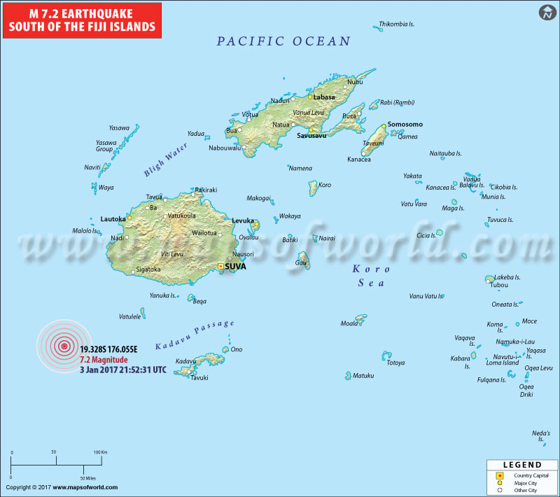 Fiji Earthquake Map